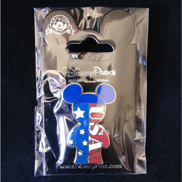 Disney Official Pin Trading USA Patriotic 2008 Red White Blue Mickey Ears Rare - Picture 2 of 3